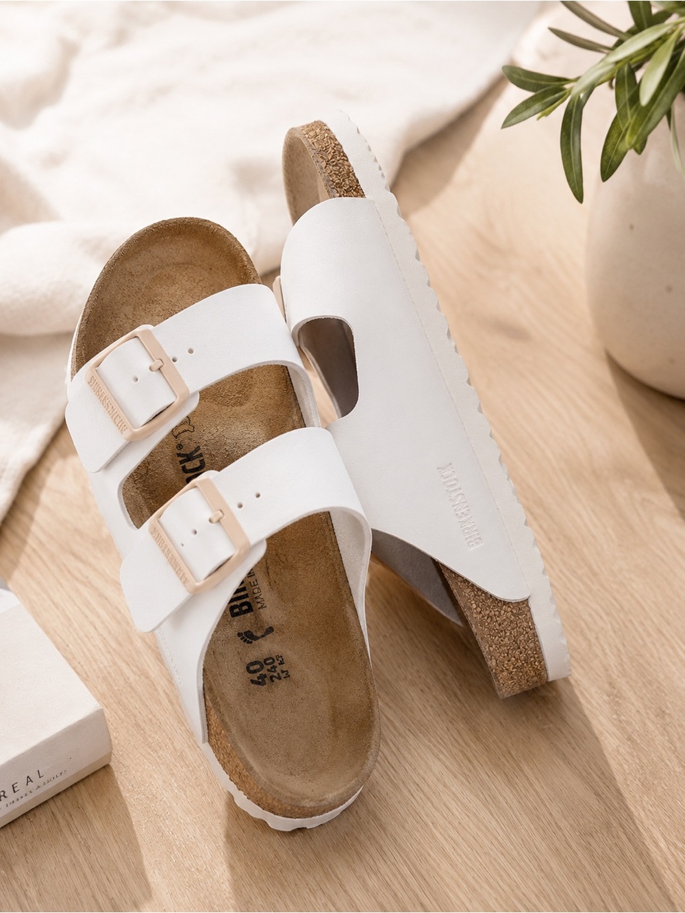 Birkenstock White-Strap Buckle Sandals - Picture 3 of 3
